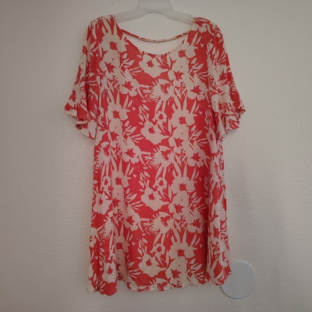 O’Neill Coral Floral Shift Dress Flutter Sleeve Viscose Summer Women XS